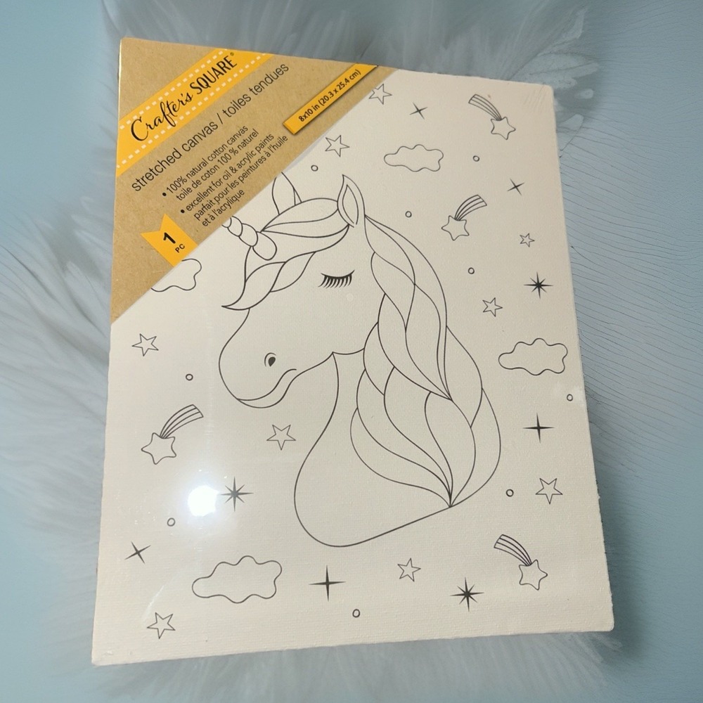 Unicorn RainbowCrafters Square Stretched Canvas 100% Natural Cotton, Oil/acrylic